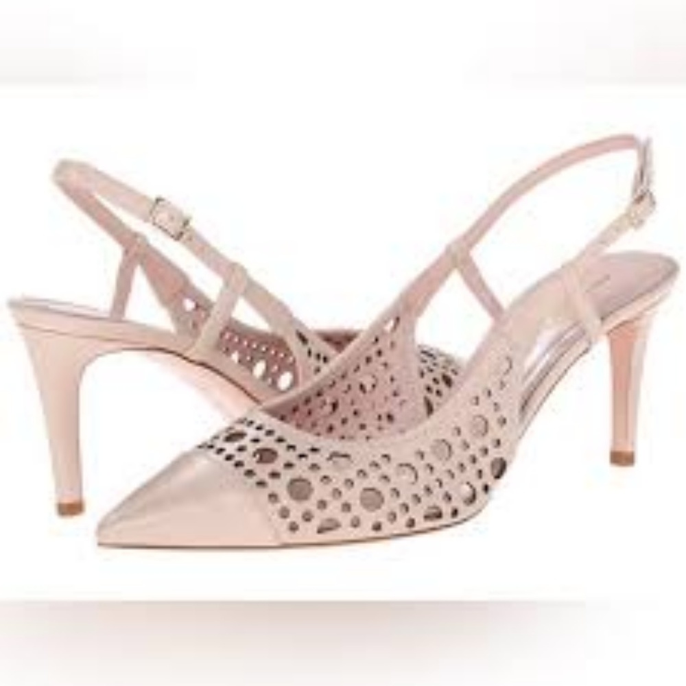 Kate Spade Jaleesa Nude Kitten Slingback Heels 8.5